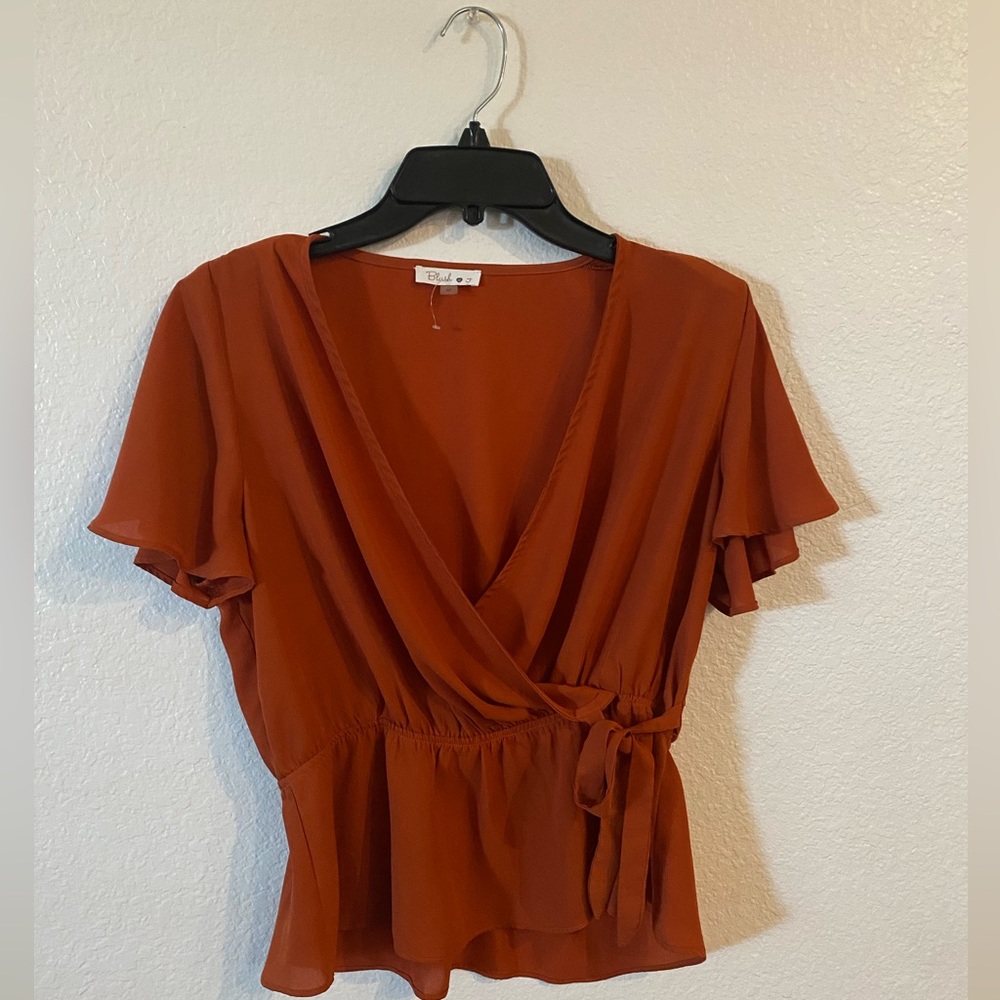 Orange Wrap Top, Size M